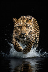 Wall Mural - leopard's attack, Realistic images of wild animal attacks