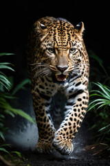 Wall Mural - leopard's attack, realistic images of wild animal attacks