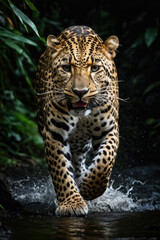 Wall Mural - leopard's attack, realistic images of wild animal attacks