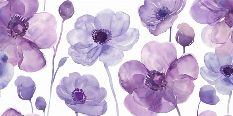 Wall Mural - purple watercolor flowers illustration