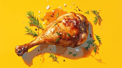 Wall Mural - An appetizing image showcasing a succulent chicken leg the perfect addition to menus in bars restaurants and shops