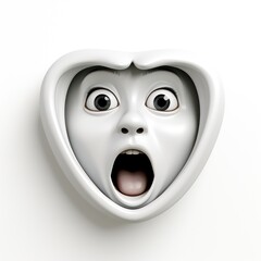 Wall Mural - tridimensional icon with surprised expression isolated on a white background, simple and funny