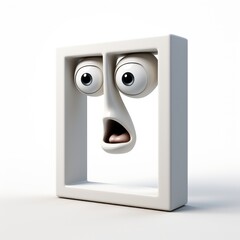 Wall Mural - tridimensional icon with surprised expression isolated on a white background, simple and funny