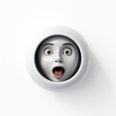 Wall Mural - tridimensional icon with surprised expression isolated on a white background, simple and funny