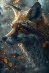 Canvas Print - Introspective Fox-Like Being in Dreamlike Forest Scene