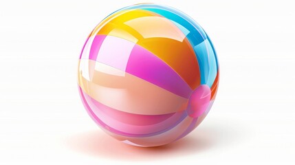 3D icon of a bright inflatable ball for the pool isolated on a white background