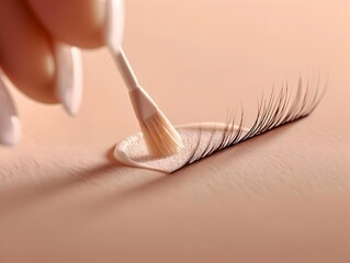 Wall Mural - Meticulous Application of Eyelash Extension Adhesive for a Flawless Look