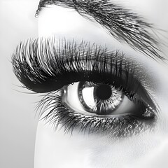 Wall Mural - Voluminous and Lush Eyelash Extensions Creating an Intense and Elegant Beauty