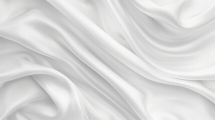 Poster - Simple White Background with Smooth Curved Satin Waves for Product or Text Design