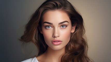 Wall Mural - a young woman with flawless skin and natural makeup, 