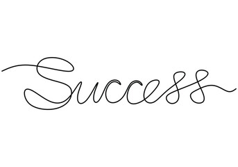 Wall Mural - Success handwritten inscription. One line drawing phrase hand writing calligraphy card lettering.