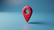 © Tackey - 3D Red map marker pin with a hole on a blue background, representing location, navigation, and direction concepts.