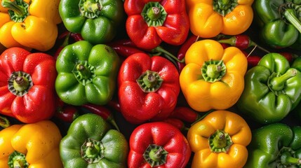 Sticker - Assortment of Colorful Bell Peppers as Background Texture