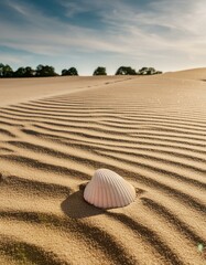 a shell trail leading towards the sparkling ocean with the summer sun casting long shadows