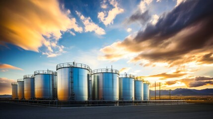 Hydrogen fuel tanks against a dramatic sky