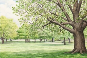 Wall Mural - Tree park landscape outdoors.