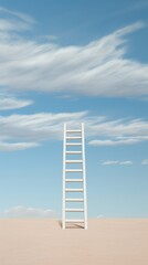 Canvas Print - A white ladder in the desert with sky background outdoors horizon nature.