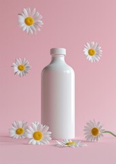 Poster - Fitness bottle packaging  daisy flower petal.