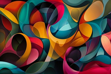 Poster - Expressive and Lively Abstract Art with a Blend of Vibrant Colors and Dynamic Forms