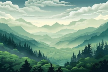 Wall Mural - Green mountain illustration background backgrounds landscape panoramic.