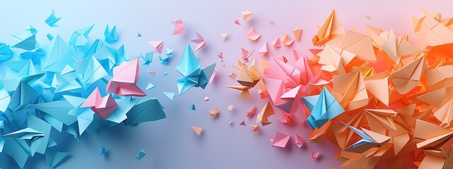 Wall Mural - abstract banner background with colorful origami