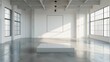 © LVSN - An empty exhibition space with a pedestal, showcasing a modern and minimalist design. For product presentation