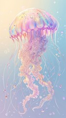 Sticker - Jellyfish invertebrate transparent underwater.