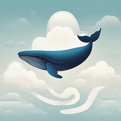 Wall Mural - whale in the clouds