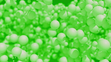 Poster - Colorful floating balls animation. Design. 3D soft small spheres moving randomly all over the screen.