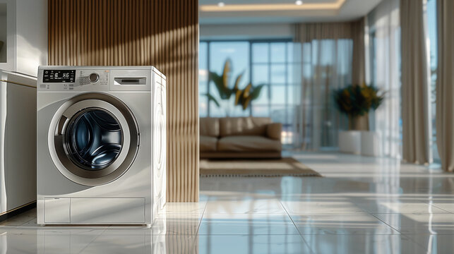 Washing machine inside luxury ambient. Generative AI.