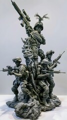 Wall Mural - Heavily Armed Special Forces Soldiers in Full Battle Gear Preparing for a Covert