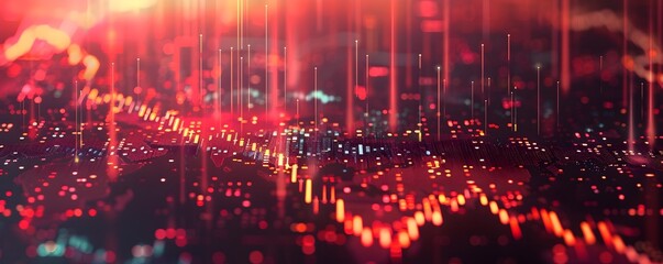 Poster - Vibrant Network of Glowing Graphs Representing Global Market Trends and Interconnectivity