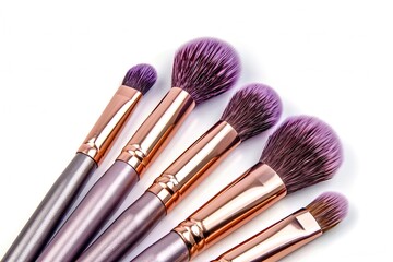 Makeup brushes cosmetics tool isolated on white background