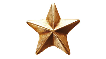 gold star isolated on transparent background, star cut out 