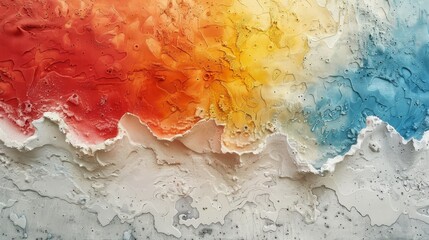Wall Mural - A painting of a colorful ocean with a white wave