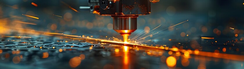 Poster - Industrial Laser Cutting Machine Precisely Slicing Through Metal Sheets in Dynamic Manufacturing Concept