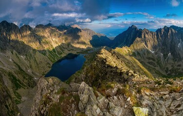 Wall Mural - High Tatras ridges in Poland and Slovakia. View from Koprovsky Peak over Tatry mountain range. Discover adventurous alpine hiking. 