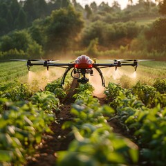 Poster - smart drone monitoring crop health and spraying fertilizer autonomously in a rural landscape