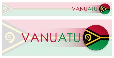 Wall Mural - Vanuatu flag horizontal web banner in modern neomorphism style. Webpage Vanuatu country header button for mobile application or internet site. Vector