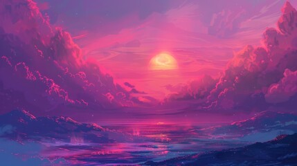 Wall Mural - A sunset displaying shades of pink and purple