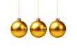© Muhammad - The Elegance of Three Gold Christmas Baubles on White or PNG Transparent Background.