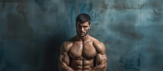 Canvas Print - A brutal looking man posing in a studio setting with plenty of copy space in the image