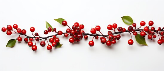 Poster - A variety of Christmas berry branches with each branch uniquely depicted set against a blank white backdrop providing ample copy space