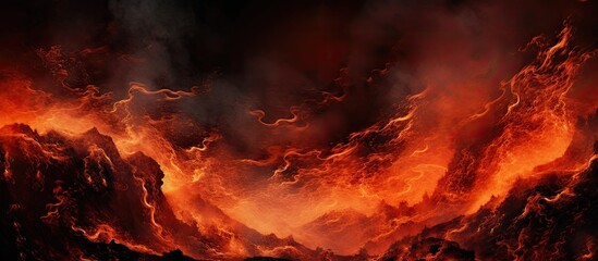 Poster - The image depicts a fiery inferno with glowing embers. Creative banner. Copyspace image