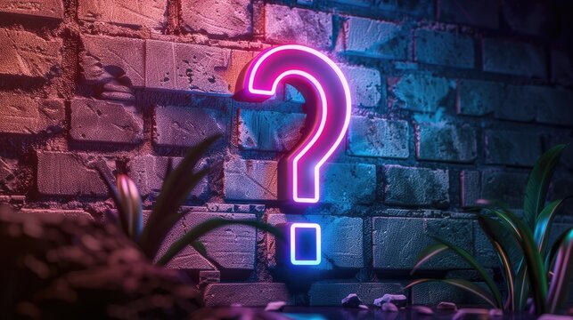 Shining neon Question mark symbol