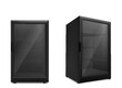 © vipman4 - Empty mini refrigerator with transparent glass door. Vector black fridges for drink or fresh food in supermarket or kitchen.