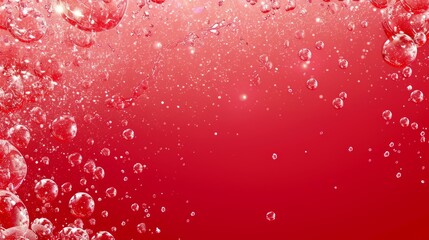  A red background filled with bubbles at the bottom