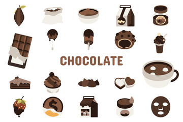 Poster - Chocolate Flat Vector Illustration Icon Sticker Set Design Materials