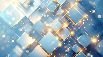 Wall Mural - Blue gold themed flat style cube abstract background