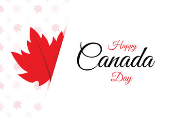 Canada day wishes or greeting banner or poster design template celebrated in 1 July. Canada independence day red, maple, leaf, pattern on white background vector illustration